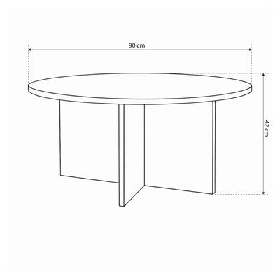 Plaris Round Coffee Table Ø90 cm, Elegant Style – dimensions drawing