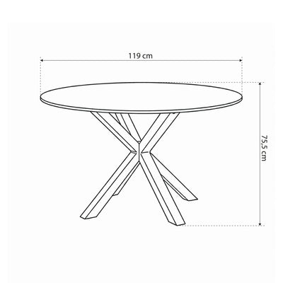 Stela Round Dining Table 119x76 cm, Modern Style – dimensions drawing