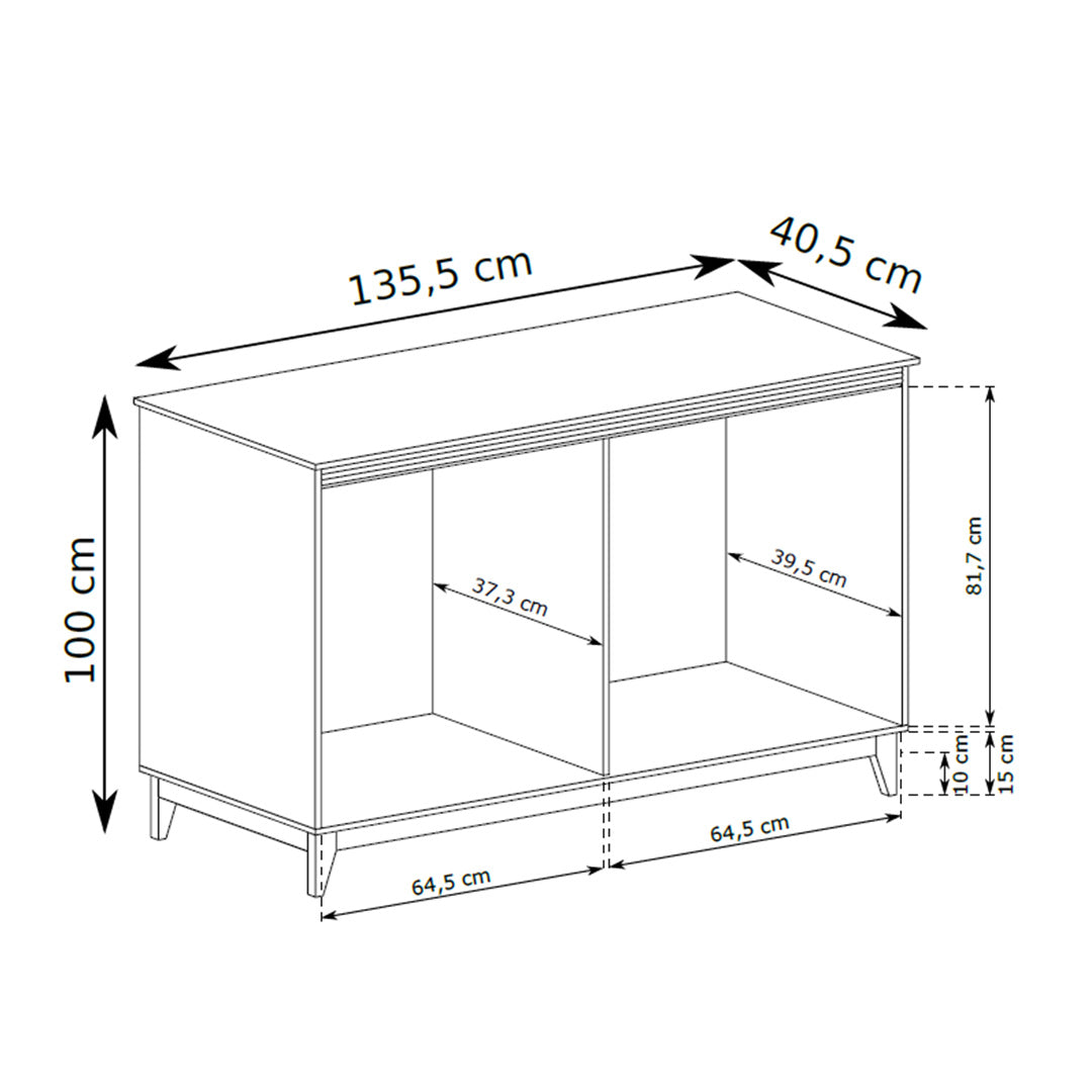 Serena Chest of Drawers 136x100 with 6 Drawers, Modern Classic Style – dimensions drawing