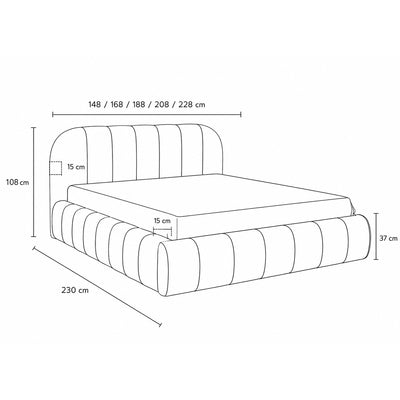 Apfella Upholstered Ottoman Bed with Storage, Modern Style – dimensions drawing