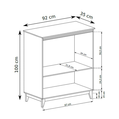 Komoda Serena 92x100 do przedpokoju w stylu klasycznym – rysunek z wymiarami