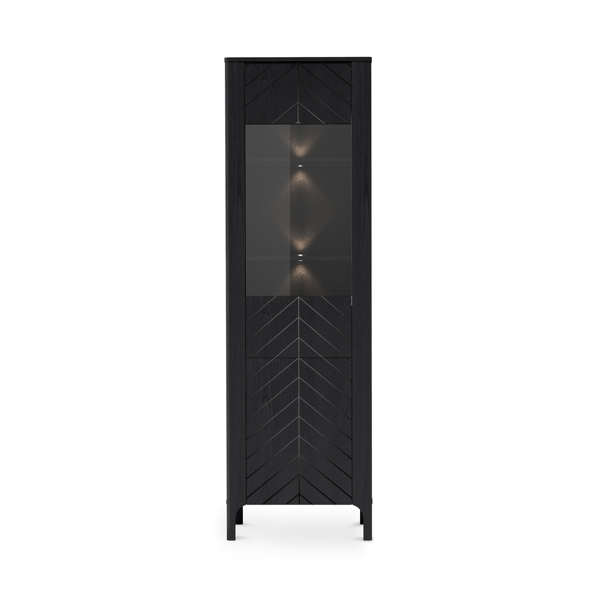 Haute vitrine EKLIPSO 60x197 avec vitrage au style moderne - couleur noire avec éclairage LED | Pillovely