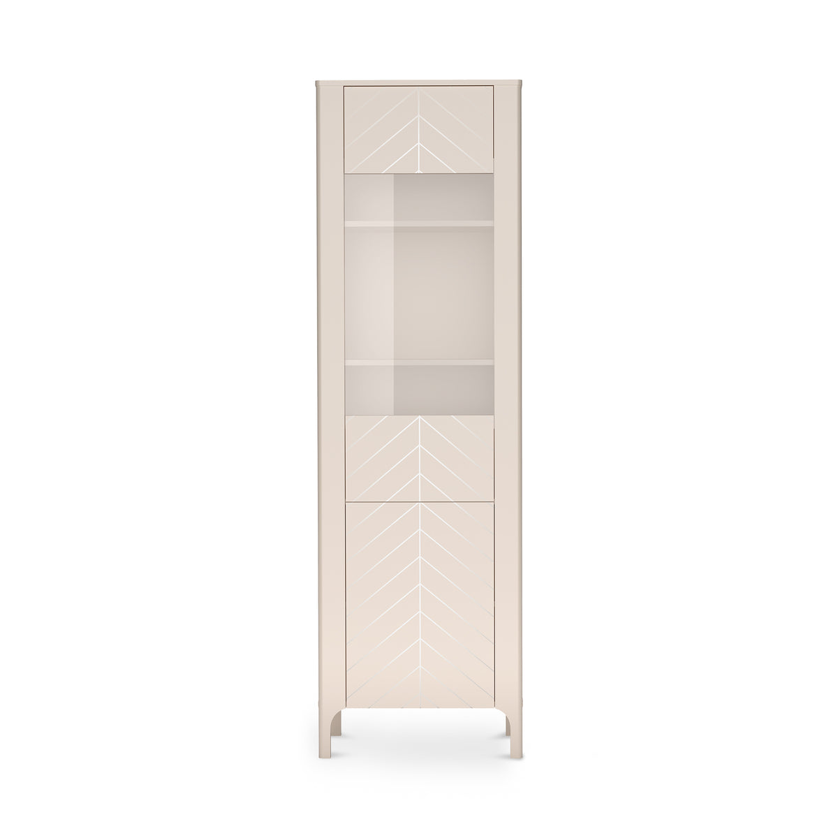 Vitrine haute EKLIPSO 60x197 avec vitrage au style moderne, coloris cachemire – vue de face | Pillovely