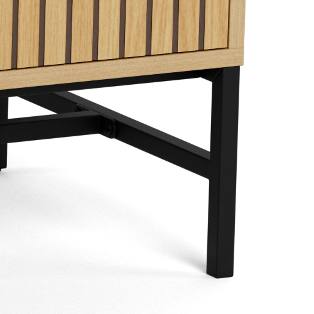 Commode Bambouz 158x81 avec façade à lattes de style moderne - gros plan sur les détails et la texture