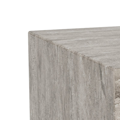 Ensemble de 2 tables basses à effet pierre au style moderne - modèle Segmento - gros plan sur les détails et la texture