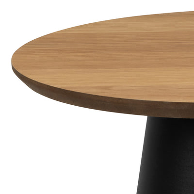 Okrągły stolik kawowy Talin o średnicy 45 cm w stylu soft loft – zbliżenie na detale i fakturę