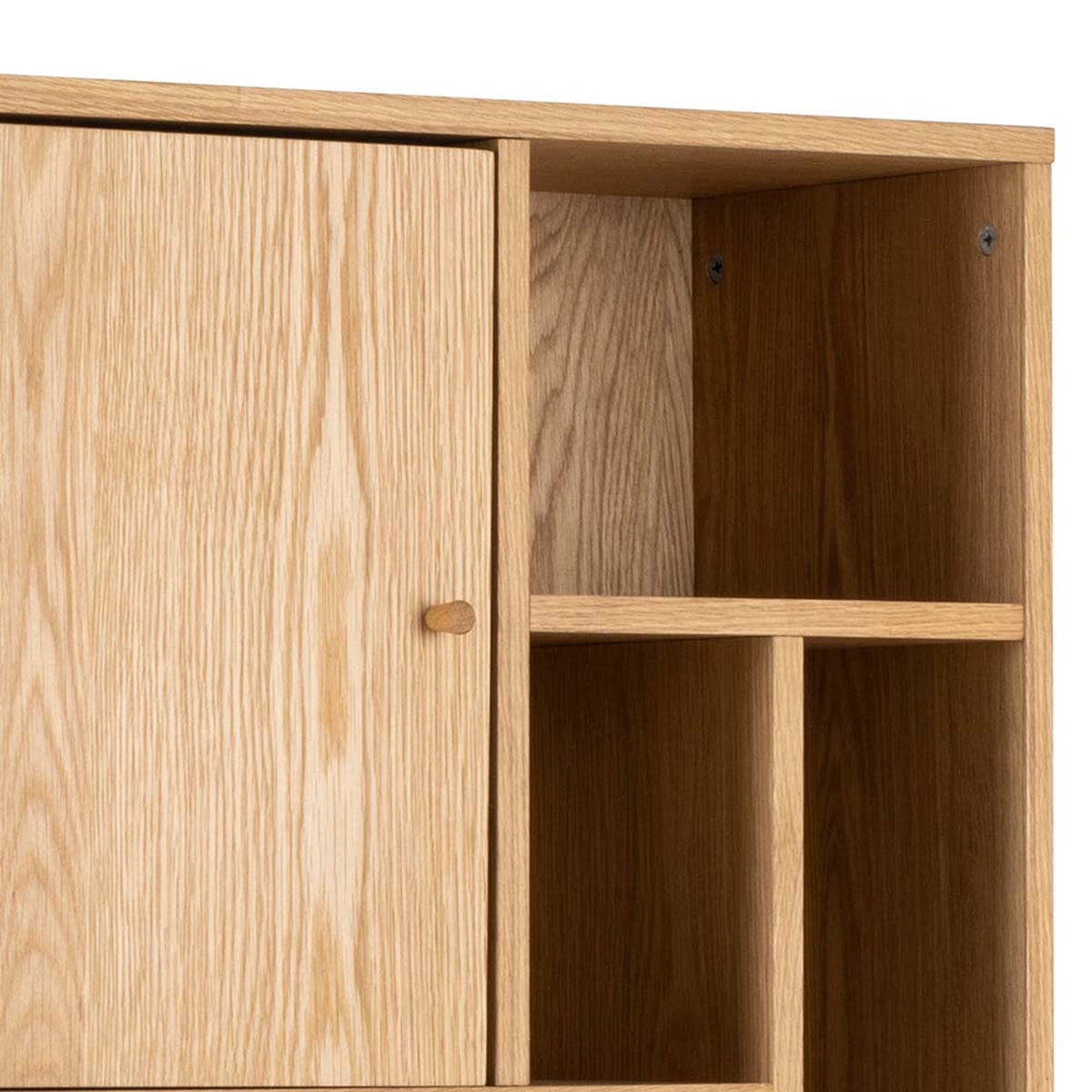 Asymo Wooden Bookcase 61x180 with Closed Shelves – close-up of details and texture