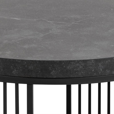 Cella Round Coffee Table with a Black Marble Effect, Modern Style – close-up of details and texture