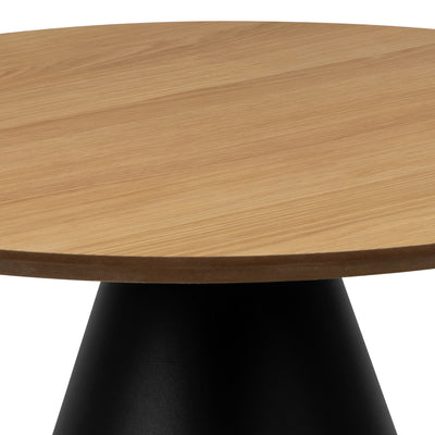 Okrągły stolik kawowy Talin o średnicy 65 cm w stylu soft loft – zbliżenie na detale i fakturę