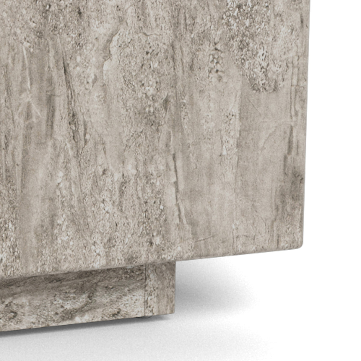 Ensemble de 2 tables basses à effet pierre au style moderne - modèle Segmento - gros plan sur les détails et la texture